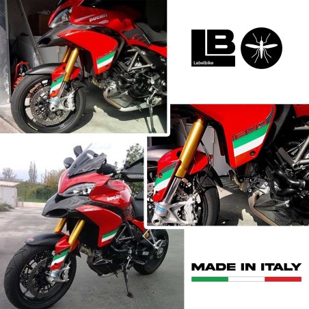 ADESIVI 3D LATERALI TRICOLORE ITALIA PER MOTO DUCATI MULTISTRADA 1200 2010-2014